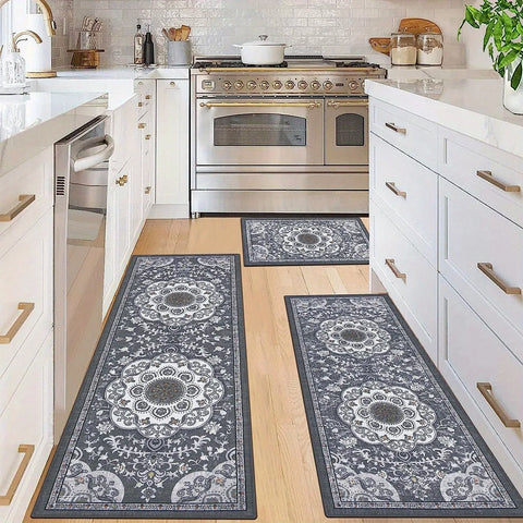 Navak Teppich 3-teiliges Set Bodenmatten Teppiche im Bohemian-Stil Küchenteppich Rutschfester, bequemer, waschbarer Küchendeko-Büro-Schlafzimmer-Flur