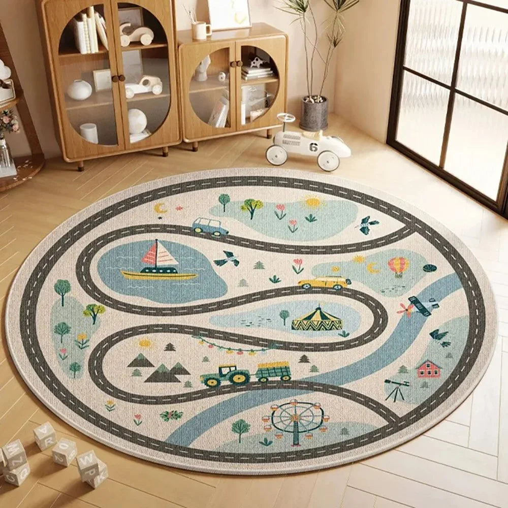 Navak Carpet Exclusive Picks Flanell-Teppich, Cartoon-Spiel, Wohnzimmermatte, runder Teppich, Couchtisch, Sofakissen, schmutzabweisend, rutschfest, Heimdekoration
