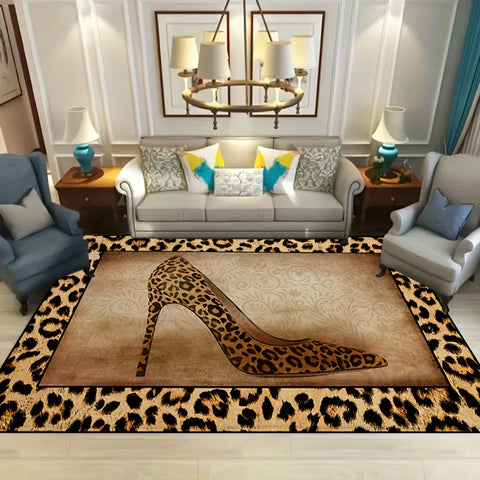 Navak Teppich Leopardenmuster Matte 1 Stück maschinenwaschbar Leopardenmuster Matte Eingang Wohnzimmer Schlafzimmer Kinderzimmer Außenterrasse Gartenteppich