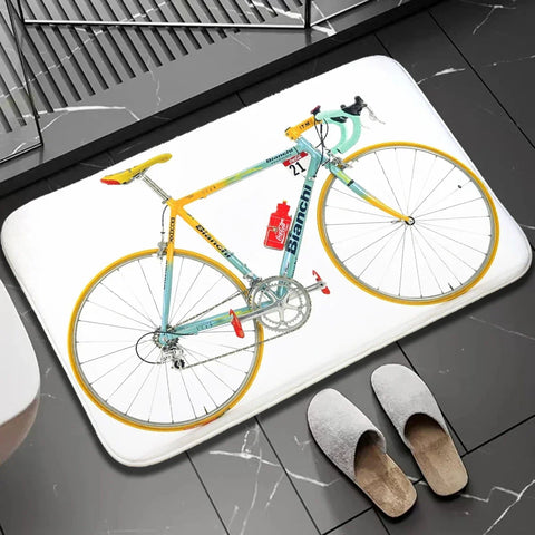 Navak Carpet 1 Stück Biker-Fußmatte für drinnen und draußen, rutschfest, Fahrrad-Aufdruck, Heimdekor, Teppich für Küche, Schlafzimmer, Bad, Fußmatten, waschbar, Bodenmatte