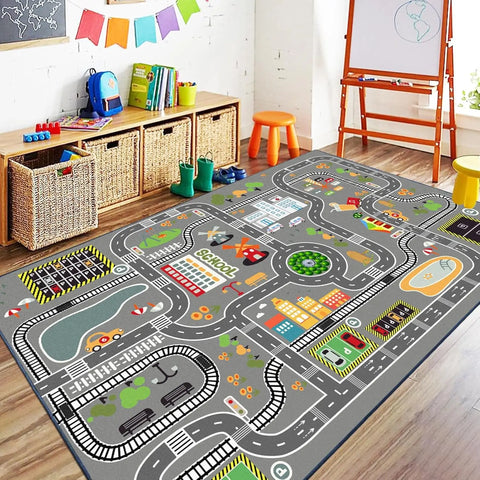 Navak Carpet Car Track Rug Car Rugs for Kids Toy Cars City Life Road Rug for Kids Play Mat for Boys Girls Playroom Living Room Classroom