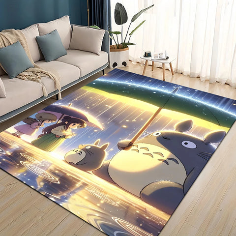 Navak Carpet 3D T-Totoros Cartoon-Teppich, Teppich für Wohnzimmer, Kinderzimmer, Sofa, Fußmatte, Dekoration, rutschfeste Bodenmatte für Kinder