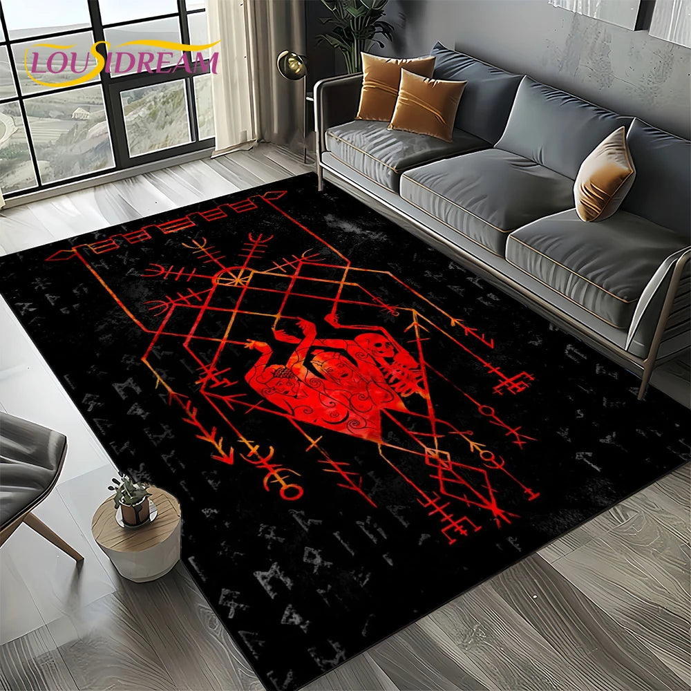 Navak Teppich Odin Viking Symbol Valknut Nordic Valhalla Teppich Teppich für Wohnzimmer Schlafzimmer Home Sofa Dekoration, Bereich Teppich rutschfeste Bodenmatte