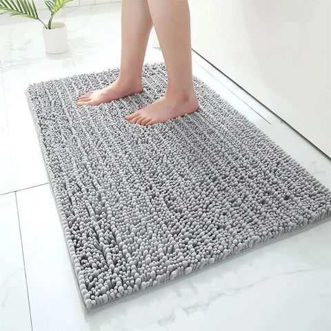 Navak Carpet Olanly Chenille-Badezimmerteppich, extra weich, zottelige Badematte, rutschfeste Badezimmer-Bodenmatte, wasserabsorbierende Plüsch-Mikrofaser-Teppiche für die Dusche
