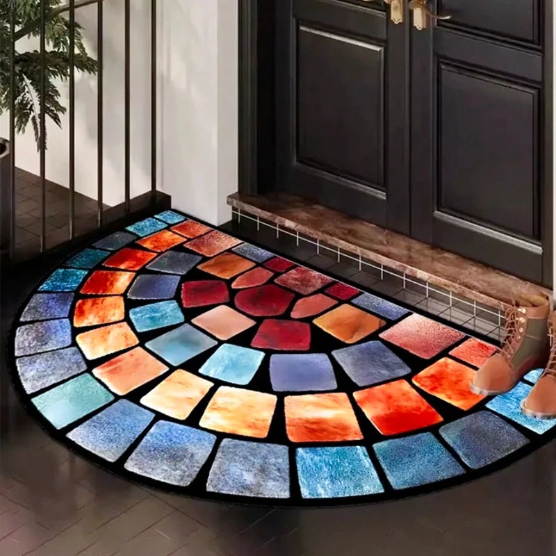 Navak Teppich Halbrund Kristall Samt Kiesel Stereoskopisch Wohnzimmer Teppich Visuelle Korridor Matte Hotel Schlafzimmer Steinboden Boden Fußmatte