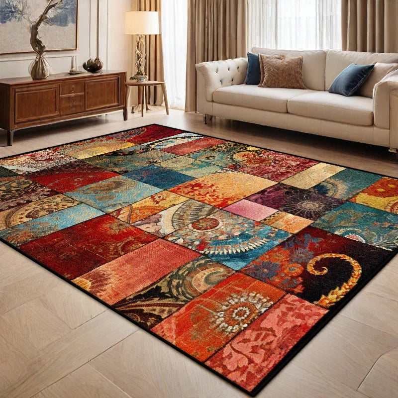 Navak Carpet Persian Retro Geometric Carpet Boho Decoration Non-slip Washable Large Living Room Rugs Bedroom Tables Side Easy Clean Floor Mat