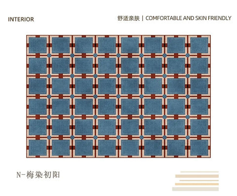 Navak Carpet Retro-Luxus-Teppiche für Schlafzimmer, dicker Plüsch-Nachttischvorleger, große Fläche, Wohnzimmerdekoration, Schachbrett-Teppich, Zuhause, flauschige, weiche Matte