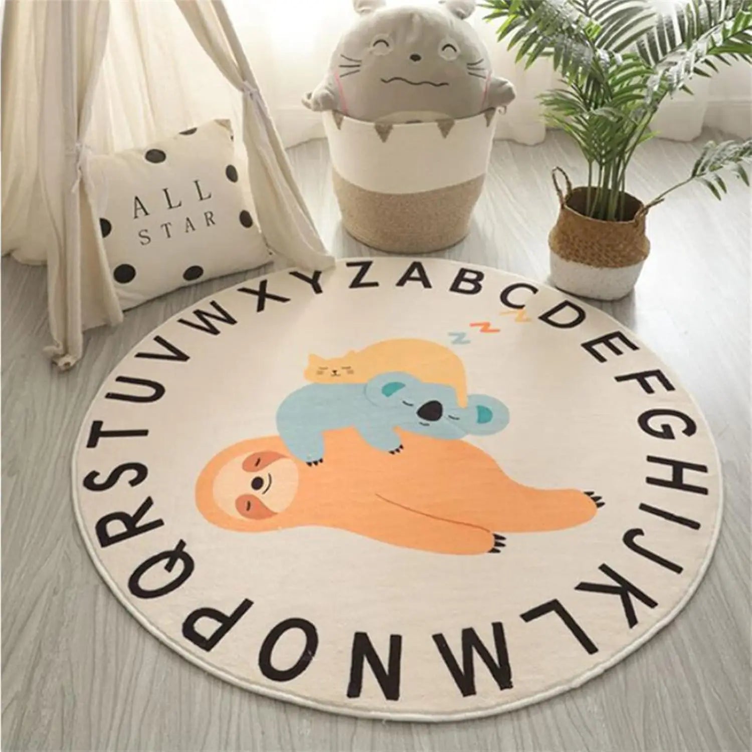 Navak Carpet Exclusive Picks, runder Teppich für Kinder, weicher Alphabet-Kinderzimmerteppich für Jungen und Mädchen, pädagogischer Lern- und Spielteppich für Kinderzimmer, Schlafzimmer-Dekoration