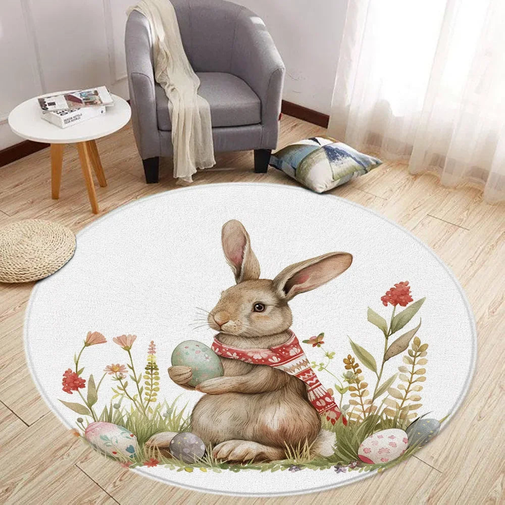 Navak Teppich Cartoon Löwe Liebe Bär Runder Teppich Wohnzimmer Dekoration Kaninchen Bär Waldtiere Schlafzimmer Teppiche Heimmatten Waschbare Freizeitteppiche