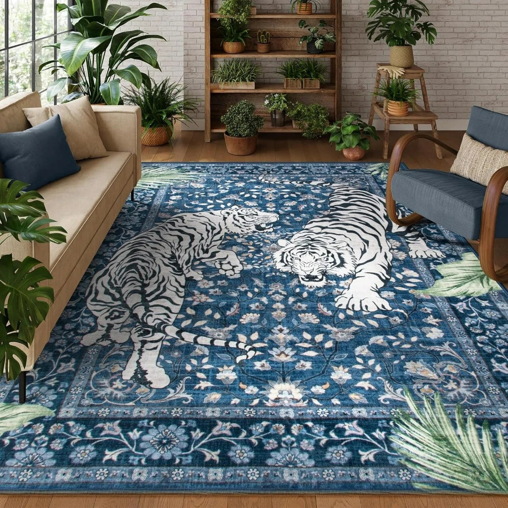 Navak Teppich, Dschungel-Tiger-Teppich für Wohnzimmer, Dekoration, Schlafzimmer, Nachttisch, weicher Fußteppich, Freizeit, Balkon, Bodenmatte, Couchtischmatte, Fußmatte, Geschenk
