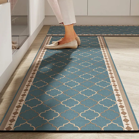 Navak Teppich, Küchenbodenmatte, rutschfest, ölbeständig, löschbarer Teppich, Leder, PVC, wasserdichter Teppich, beige Muster, Textur, Heimdekoration, Matten