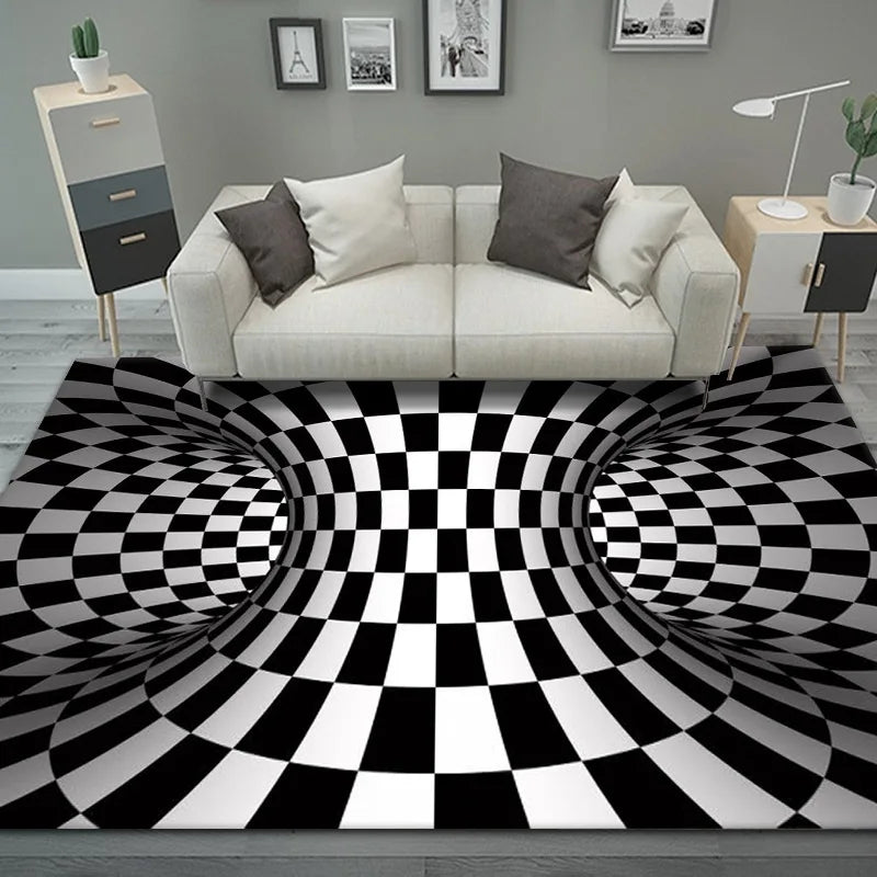 Navak Carpet 3D Vortex Illusion Teppich Eingangstür Bodenmatte Abstrakte geometrische optische Fußmatte Rutschfeste Bodenmatte Wohnzimmer Dekor Teppich