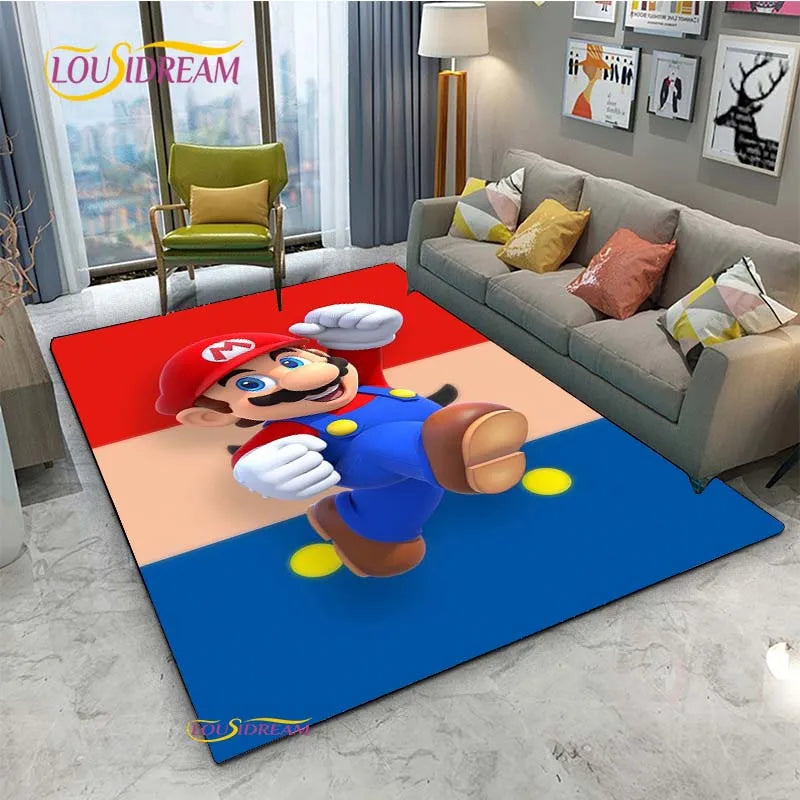 Navak Teppich Mario Cartoon Anime Teppich für Wohnzimmer Schlafzimmer Niedliche Teppiche Tisch Küchentür Kinder Rutschfeste Fußmatten Alfombra Geburtstagsgeschenk
