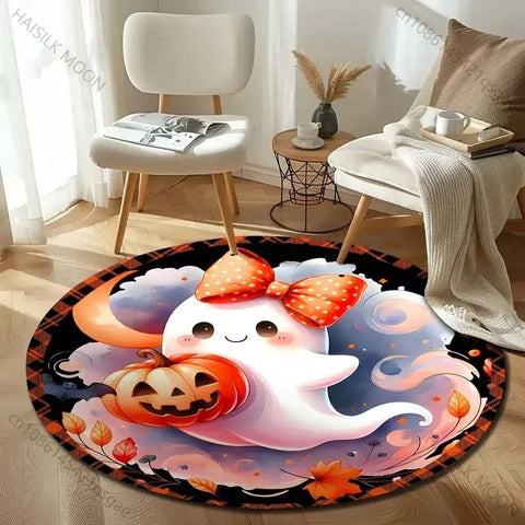 Navak Teppichkopf Fledermausschloss Halloween Runde Teppiche Teppich Kinderzimmer Fußmatten Spielzimmer Polster Wohnzimmer Schlafzimmer Mode Gaming Teppich