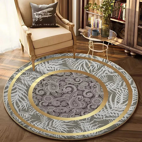 Navak Teppich, europäischer Gold-Luxus-Rundteppich, Wohnzimmer-Sofa, großer Teppich, bequem, rutschfest, für das Bett, Schlafzimmer, Teetischmatte