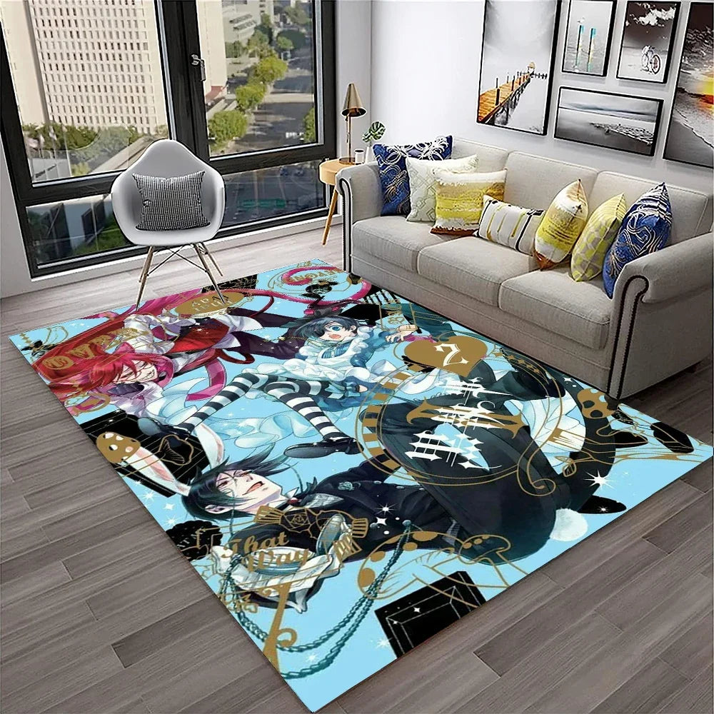 Navak Teppich, 3D-Anime, Black Butler, Cartoon-Teppich für Zuhause, Wohnzimmer, Schlafzimmer, Sofa, Fußmatte, Dekoration, Kinderspielbereich, rutschfeste Bodenmatte