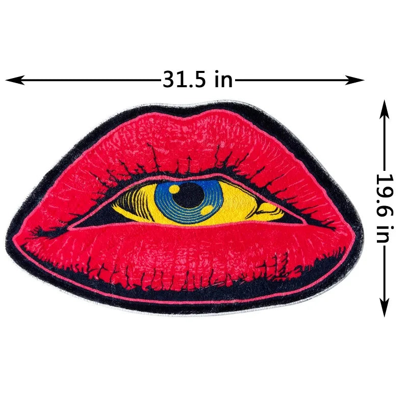 Navak Teppich Red Lip Devil Eye Teppich Hochwertiger Plüsch Rutschfester Teppich Badezimmer Flauschige Verdickungsmatte Schlafzimmer Wohnzimmer Dekoration Teppich