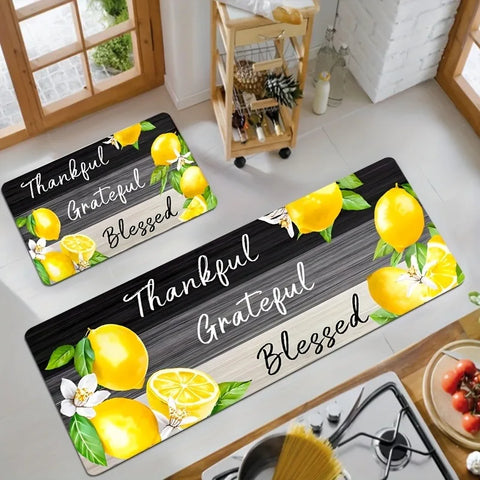 Navak Carpet 1 Stück Küchenteppich mit Zitronenmuster, rutschfeste Fußmatten, Pop-Art-Design, Wohnzimmerteppich, Badematte, Teppich für Zuhause, Waschbecken, Wäschedekor
