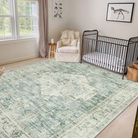 Navak Carpet Waschbarer Teppich 8x10 Teppiche für Wohnzimmer Schlafzimmer, Rutschfester Boho-Innenteppich für Esszimmer Büro, Kurzflor-Farmho