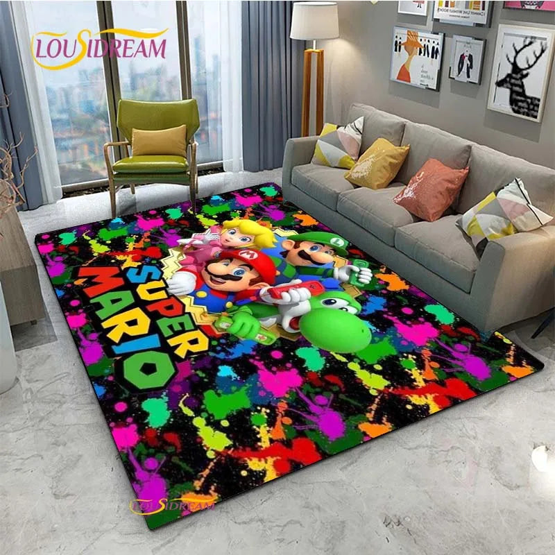 Navak Teppich Mario Cartoon Anime Teppich für Wohnzimmer Schlafzimmer Niedliche Teppiche Tisch Küchentür Kinder Rutschfeste Fußmatten Alfombra Geburtstagsgeschenk