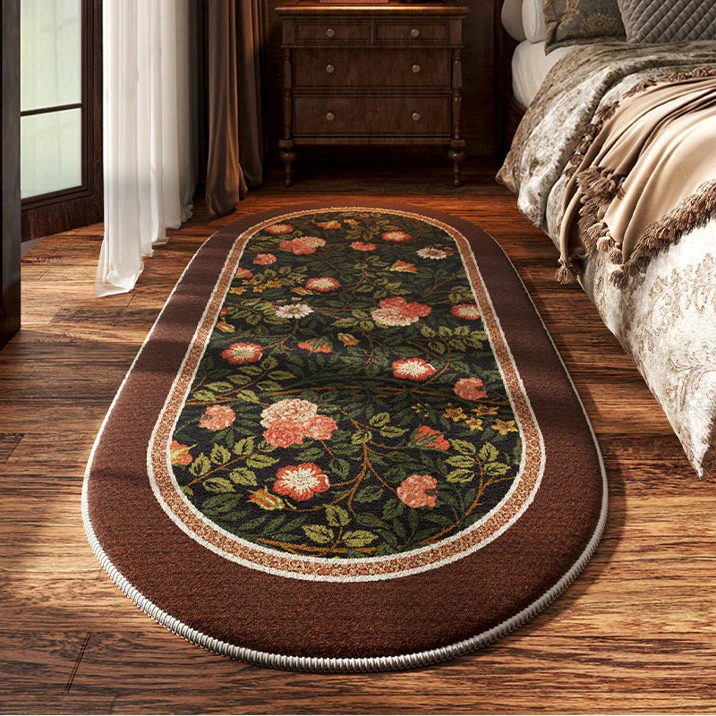 Navak Teppich Schlafzimmer Nachttisch Teppich Rutschfeste Weiche Bequeme Bodenmatte Amerikanischen Retro Blumenmuster Teppich Oval Lange Hause Dekoration Matten 양탄자