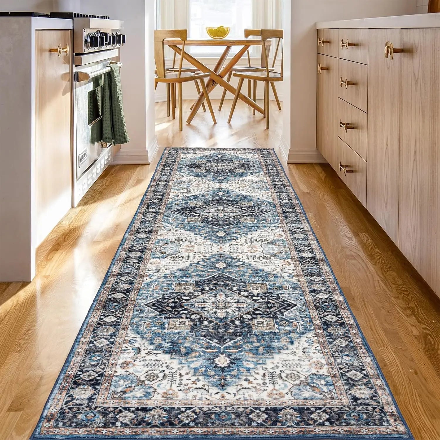 Navak-Teppich, Vintage-Boho-Teppich, ultraweicher, niedriger Flor, waschbar, rutschfest, schmutzabweisend, bedruckter Teppich für Wohnzimmer und Schlafzimmer P