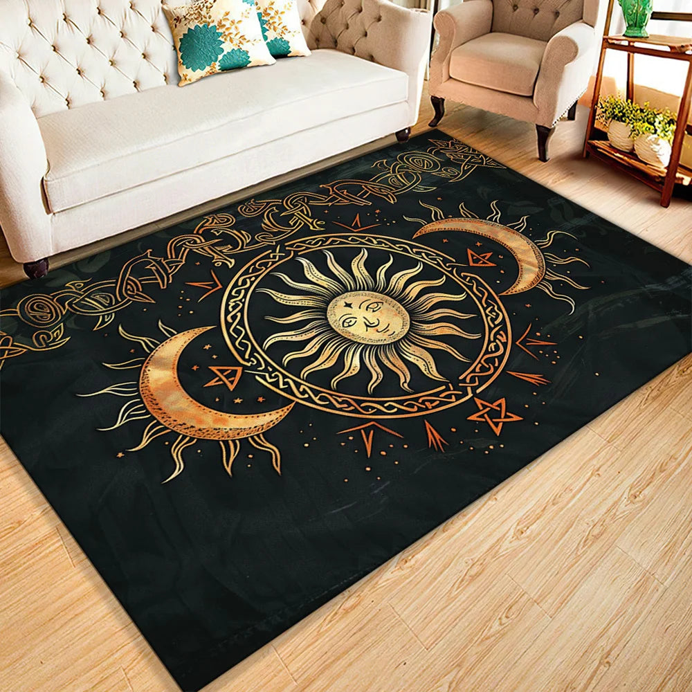 Navak Carpet Sun & Moon Carpet, Durable Door Mat Chair Mat Sofa Mat, Comfortable Printed Area Rug Appropriate for Hotel, Balcony, Hallway,