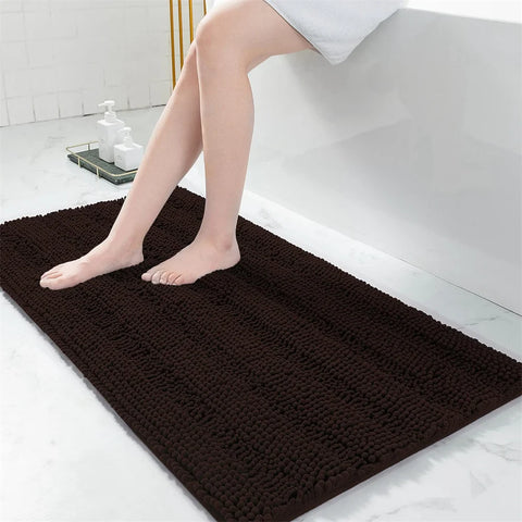 Navak Carpet Olanly Chenille-Badezimmerteppich, extra weich, zottelige Badematte, rutschfeste Badezimmer-Bodenmatte, wasserabsorbierende Plüsch-Mikrofaser-Teppiche für die Dusche