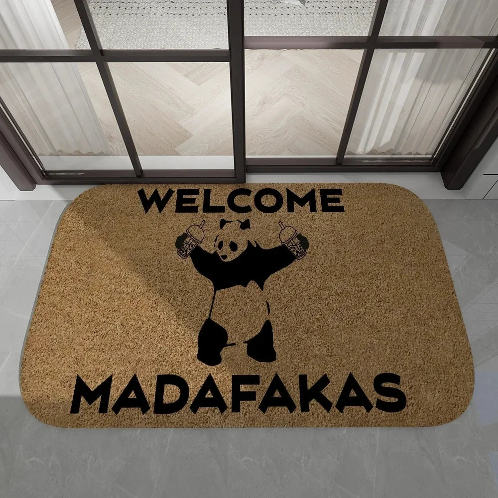 Navak Carpet Daily Picks Disney Dark Cat Welcome Madafakas Bodenmatte, Eingangstürmatte, rechteckig, weiche Badmatte für die Vordertür, für drinnen und draußen