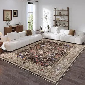 Navak Carpet 8x10 Teppich, waschbarer Boho-Teppich, weicher großer Teppich, rutschfest, fusselfrei, Vintage-Teppich aus Kunstwolle für Wohnzimmer, Bauernhaus, Esszimmer
