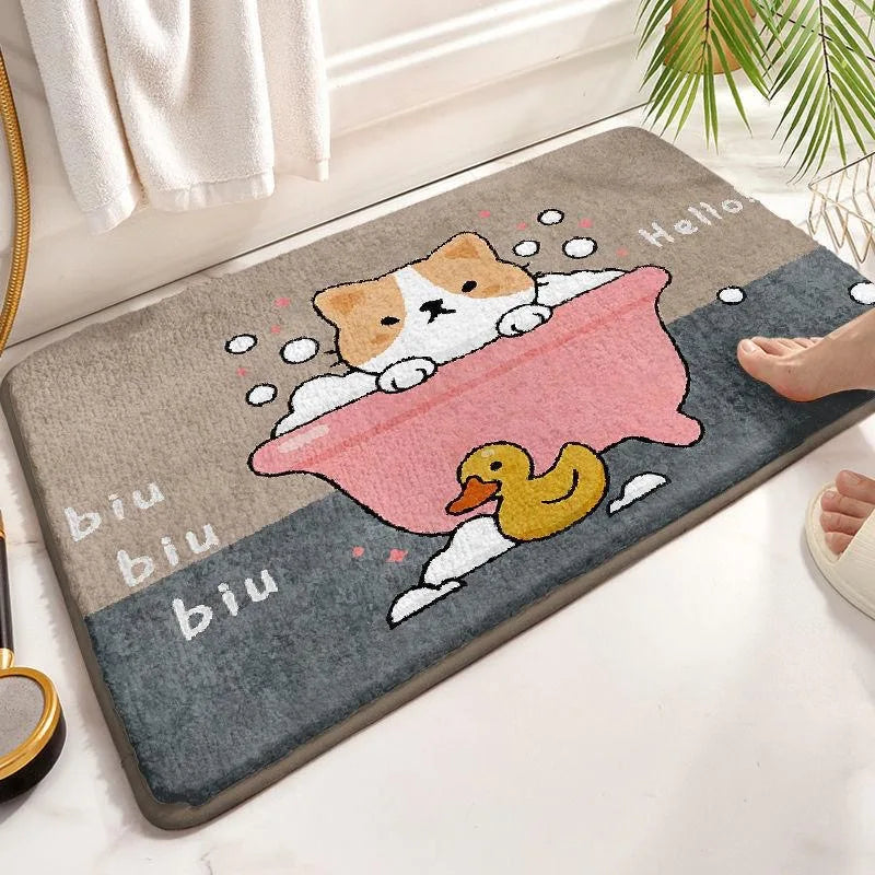 Navak Carpet Exclusive Picks Cartoon-Toiletten-Badezimmer-Teppich in Wolloptik für den Boden unter der Tür, rutschfester und wasserabsorbierender Teppich für die Heimdekoration