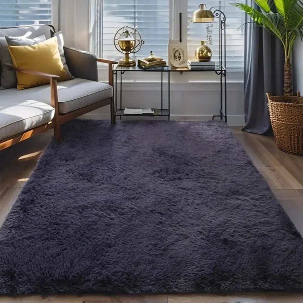 Navak Teppich, für Schlafzimmer, Wohnzimmer, flauschig, flauschig, zottelig, weich, Plüsch, grau, Teppich für den Innenbereich, grau, für Kinder, Heim, Wohnheim, Dekoration
