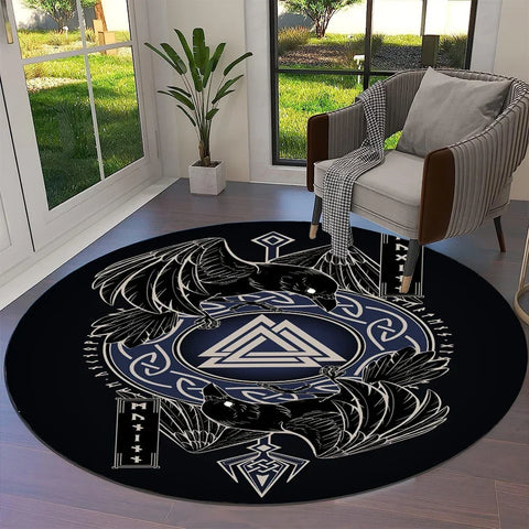 Navak Carpet Tree of Life Viking Yggdrasil Valknut Round Carpet Rug for Living Room Bedroom Sofa Decor,Kid Paly Area Rug Non-slip Floor Mat