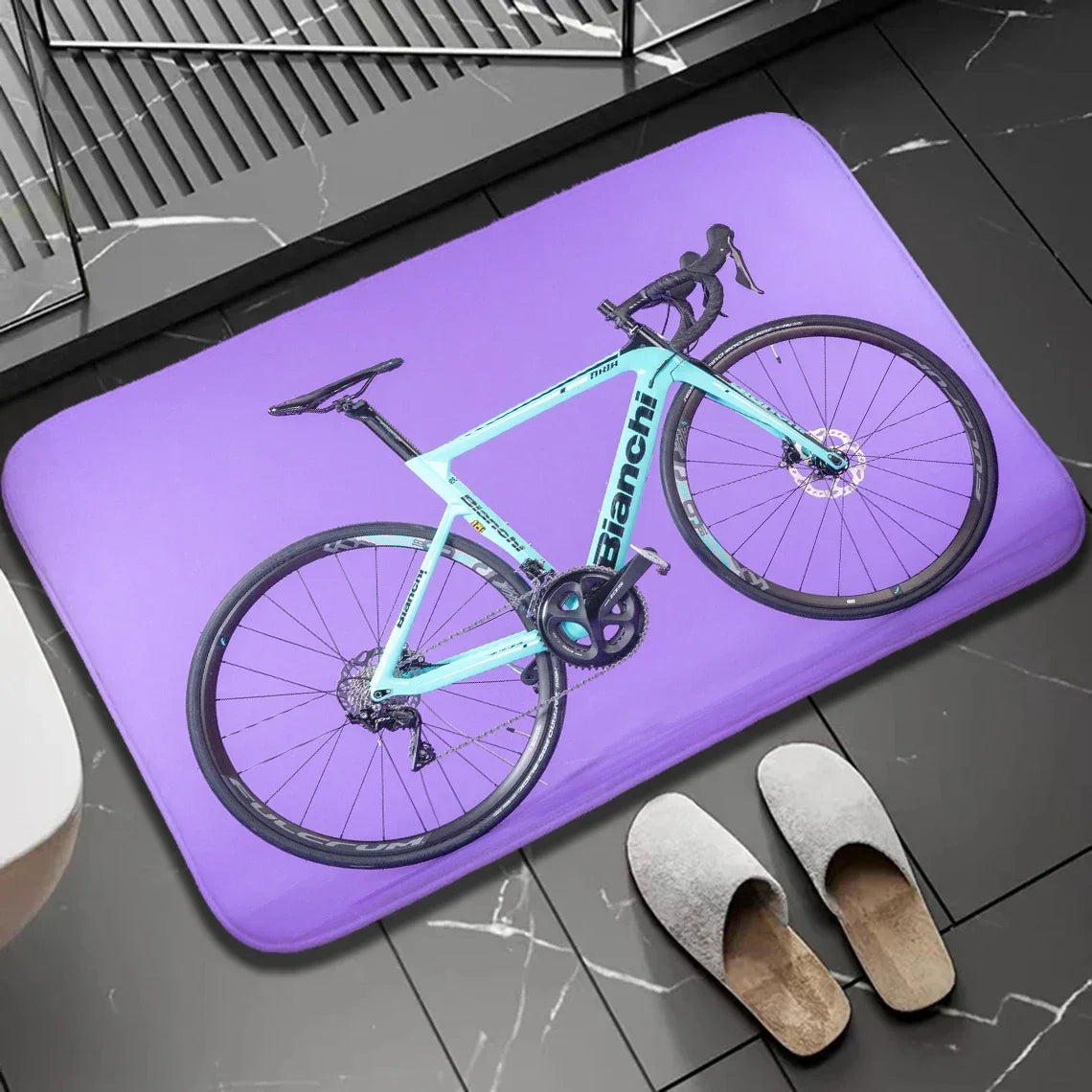 Navak Carpet 1 Stück Biker-Fußmatte für drinnen und draußen, rutschfest, Fahrrad-Aufdruck, Heimdekor, Teppich für Küche, Schlafzimmer, Bad, Fußmatten, waschbar, Bodenmatte