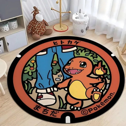 Navak Carpet Daily Picks Disney Japan Anime Pokemon Round Floor Mat Living Room Sofa Bedroom Rug Cute Non-Slip Machine Washable Carpet Home Decor