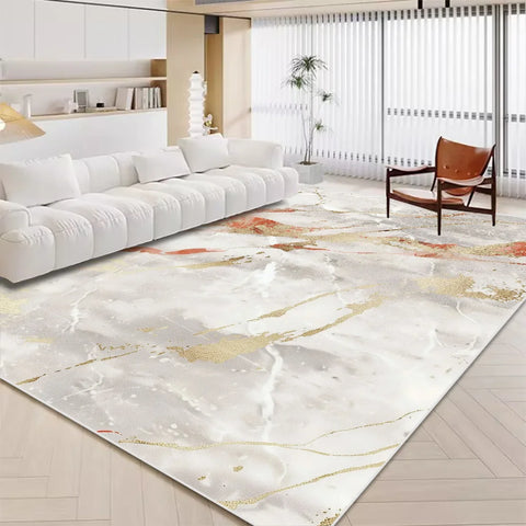 Navak Carpet Luxuriöser weißer Marmorteppich für Wohnzimmer, nordische Golddekoration, Heimteppich, rutschfeste, waschbare Teppiche für Schlafzimmer, Ins-Bodenmatte 러그