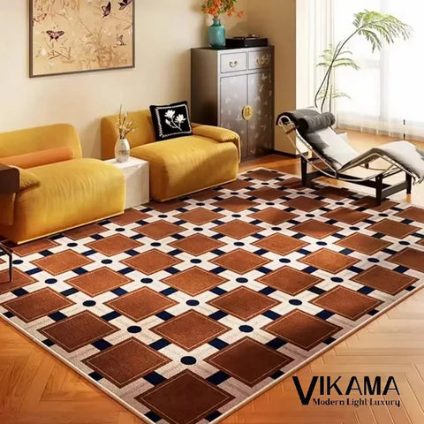 Navak Carpet Exclusive Picks Schlingenflor-Teppich, leicht, luxuriös, kariert, für Wohnzimmer, Schlafzimmer, Sofa, großer Teppich, rutschfest, waschbar, Heimdekoration
