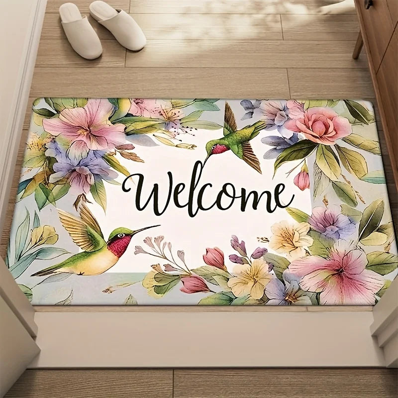 Navak Carpet 1 Stück Fußmatte mit Elsterblumenmotiv, maschinenwaschbar, Polyestergewebe, rutschfest, geeignet für Schlafzimmer, Wohnzimmer, Eingang