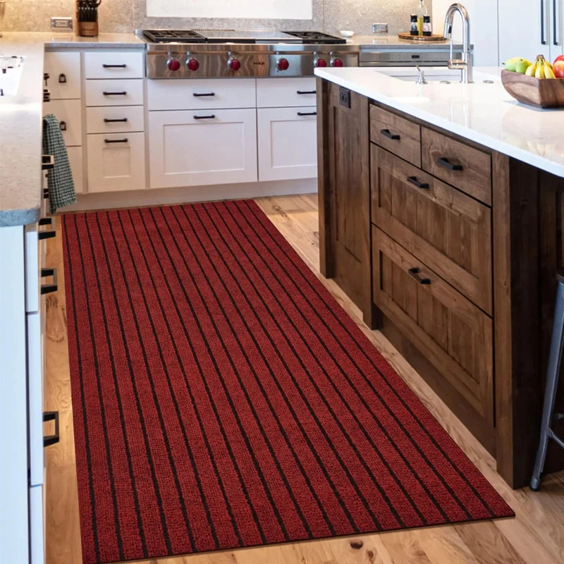 Navak Carpet Non-slip door mat, solid color striped kitchen carpet floor mat, easy to clean suitable for hallway, kitchen, bathroom