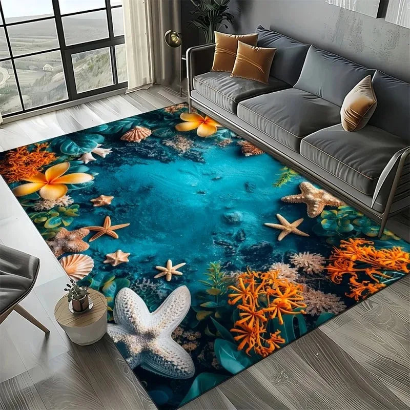 Navak Carpet 3D-Strandmuschel-Teppich für Kinderspielbereich und Schlafzimmer, rutschfestes Dekor