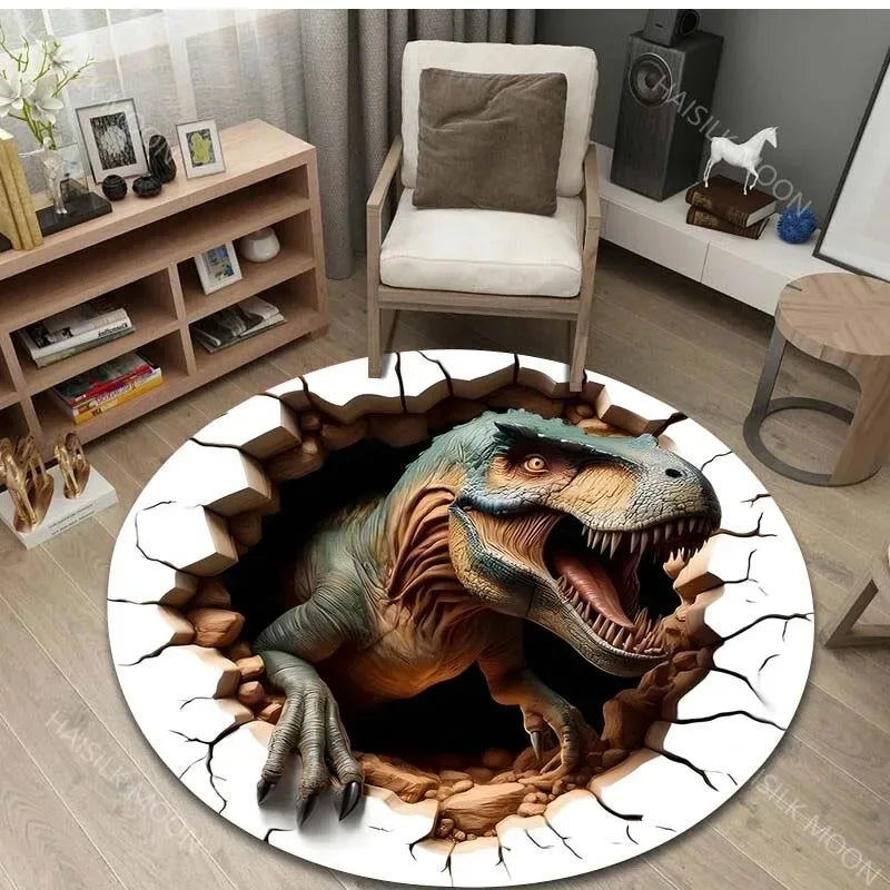 Navak Teppich, 3D-Dinosaurier-Druck, runde Teppiche für den Schlafzimmerbereich, Fußmatten für Kinderzimmer, Badematte, Teppich, Wohnzimmer, Heimdekoration für Geschenke