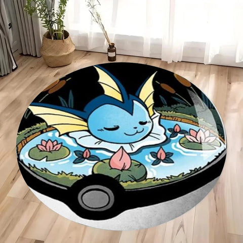 Navak Carpet Daily Picks &Pokemon Pikachu Gengar Print Round Rugs Room Floor Mats Non-Slip Living Room Rugs Washable Carpet for Home Decor Mat