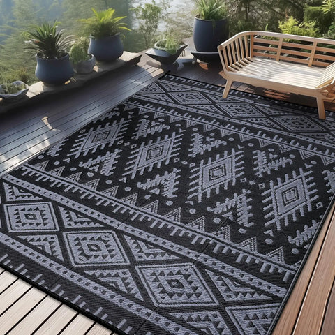 Navak Carpet Olanly Wendbare Outdoor-Teppiche aus Kunststoff für die Terrasse, rutschfeste, wasserdichte Teppiche für Camping, große, faltbare Modeteppiche für das Dach