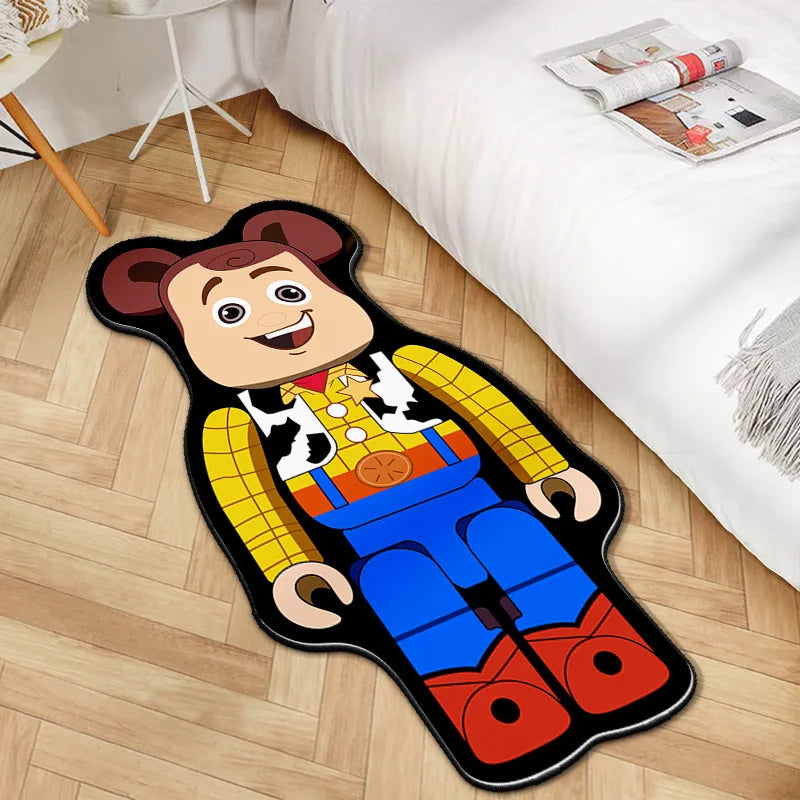 Navak Teppich, unregelmäßiger Cartoon-Bearbricks-Teppich, mehrfarbig, Gewaltbär-Teppich für Schlafzimmer, Nachttisch, rutschfest, modisch, für Zuhause, Bodenmatte