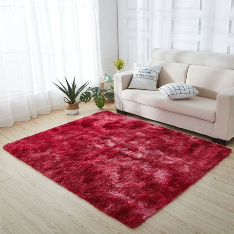 Navak Teppich, weicher, langer Plüschteppich für Schlafzimmer, Wohnzimmer, flauschige Teppichmatten mit Farbverlauf, Batik-Bodenteppiche, Erkerfenster, Heimdekoration