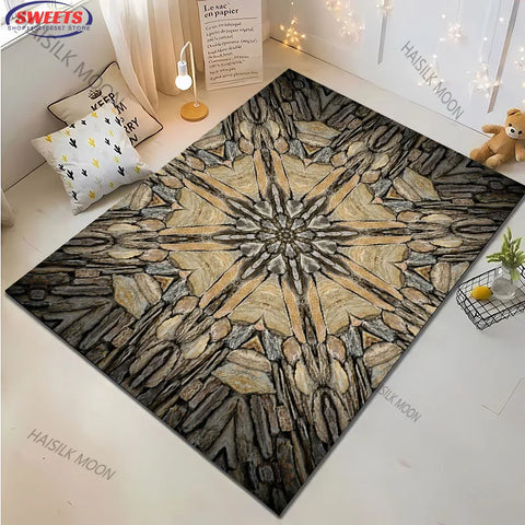 Navak Carpet 3D-Teppich mit Stein- und Blumenmuster – großer moderner Teppich für Wohnzimmer, Schlafzimmer oder Büro – rutschfeste Spielmatte für Kinder, Heimdekoration