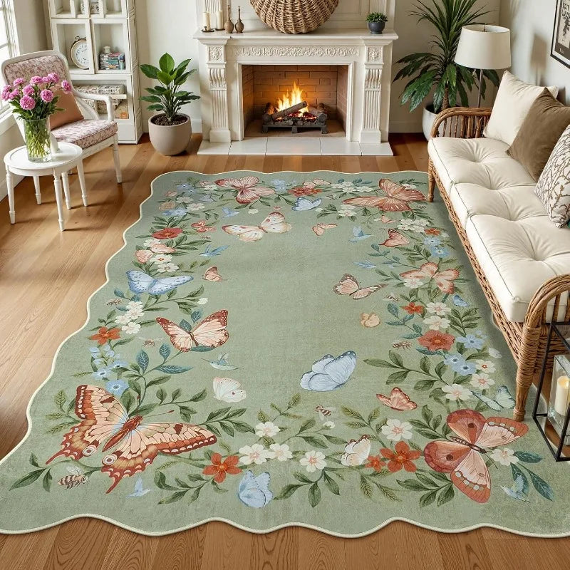 Navak Teppich Unregelmäßiger Wohnzimmerteppich Einfaches Schmetterlingsmuster Schlafzimmer Nachttischvorleger Faltbare maschinenwaschbare Couchtischmatte Kовер Tapis