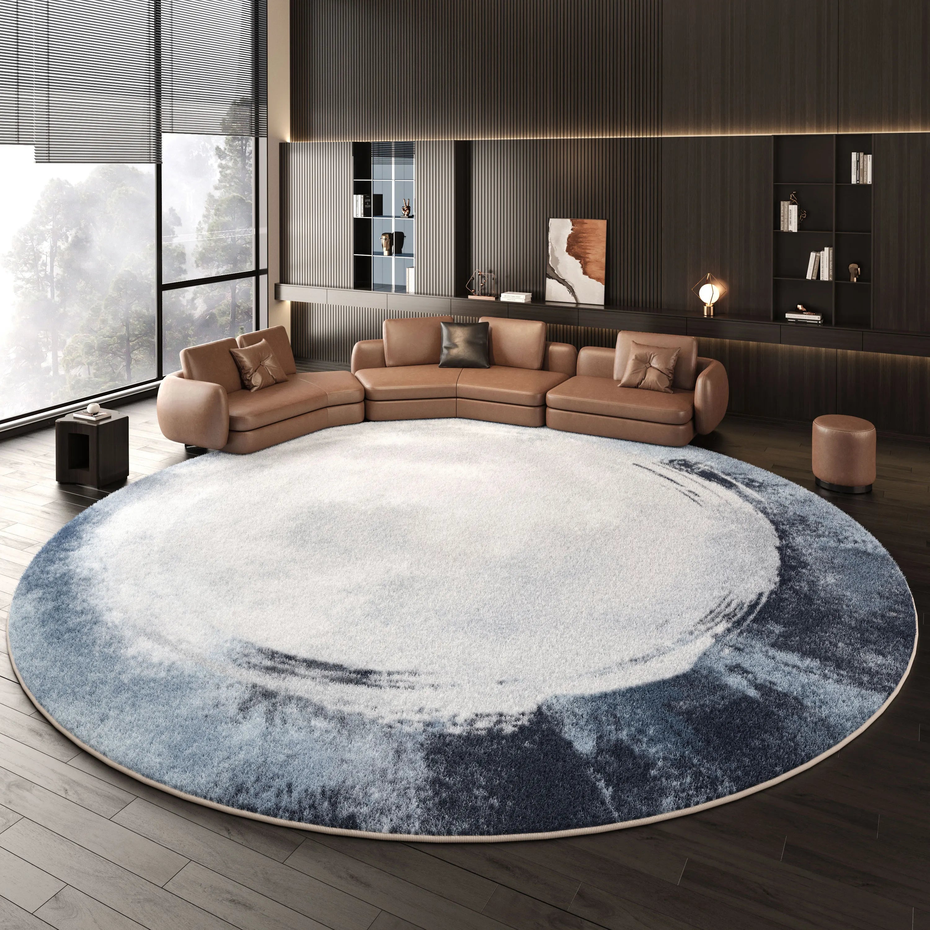 Navak Carpet Nordic Style Living Room Decoration Round Carpet Light Luxury Rugs for Bedroom Thicken Plush Floor Mat Fluffy Soft Cloakroom Rug