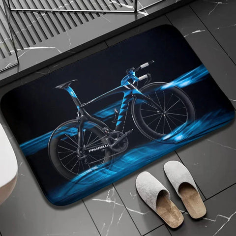 Navak Carpet 1 Stück Biker-Fußmatte für drinnen und draußen, rutschfest, Fahrrad-Aufdruck, Heimdekor, Teppich für Küche, Schlafzimmer, Bad, Fußmatten, waschbar, Bodenmatte