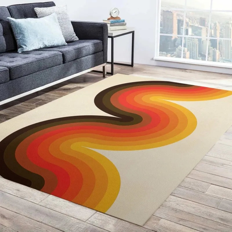 Navak Teppich Mid Century Modern Art Teppiche Skandinavischer Stil Wohnzimmer Teppich Retro 70er Jahre Bereich Teppich Neutral Abstrakt Geometrischer Teppich Rutschfest